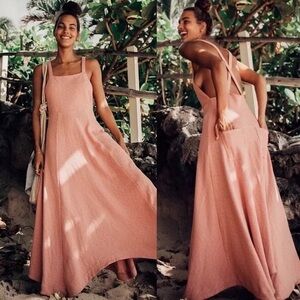 Elegant Pink/Peach Free People Maxi Dress